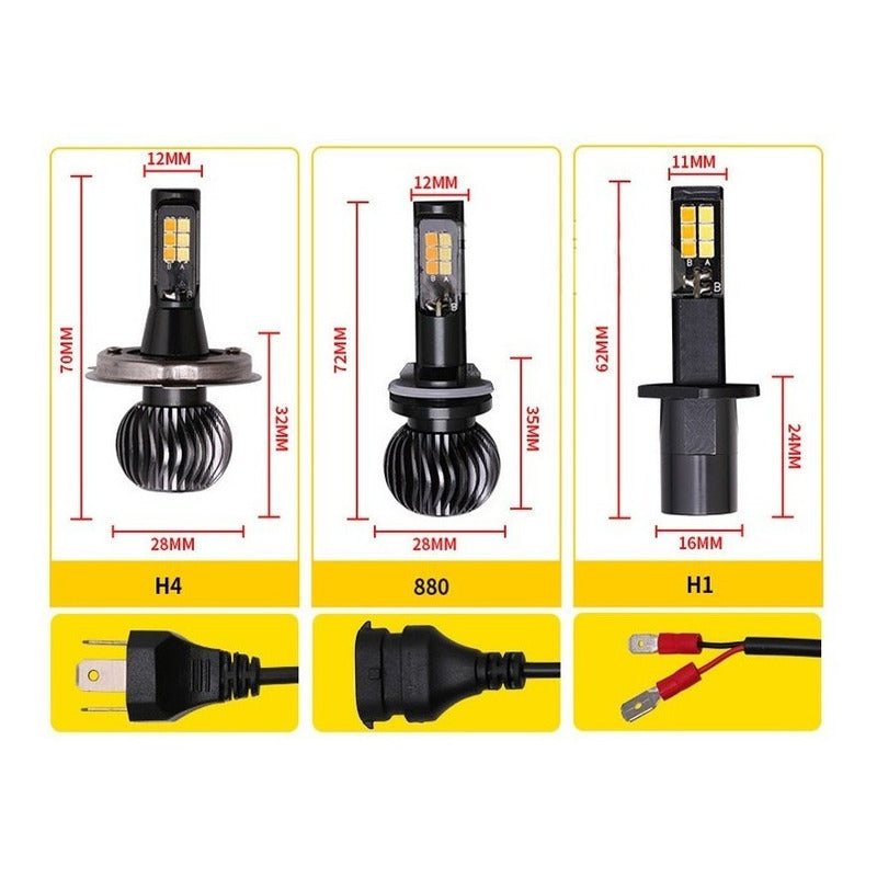6 Focos Kit X5 Led Auto Moto 2 Colores Estrobo H4 H7 A Elegir Blanco