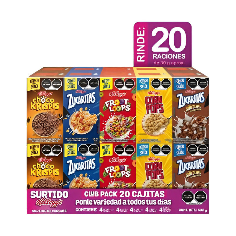 Cereales Surtidos Kellogg's 20 Cajitas Club Pack De 612 gramos - Eurotruck Mexico
