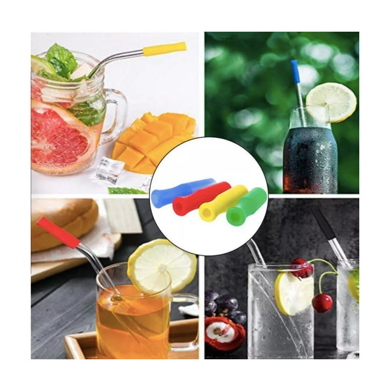 30 Boquillas Silicona Para Popotes 6mm Acero Inoxidable