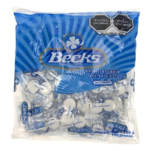 Pastillas De Menta Inglesa Clorofila Becks, 100pz 330gr Estilo Menta