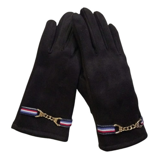 Guantes Para Dama Aterciopelado Con Broche Cadena