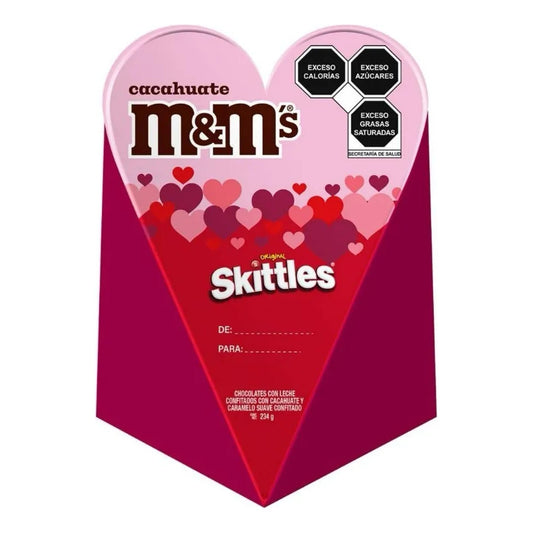 Caja De Chocolates M&ms Skittles Pack Corazon Valentine 234g