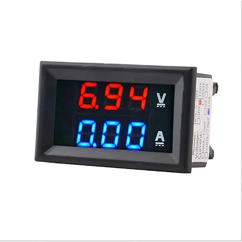 Mini Voltimetro Digital Led Dc Pantalla Dual Rojo Azul Amp