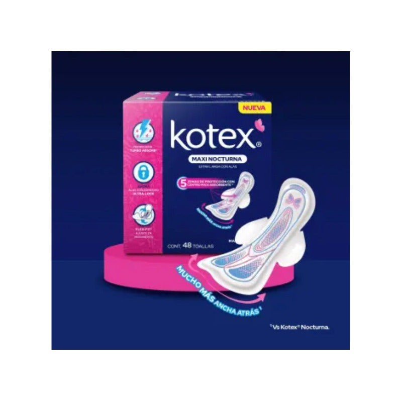 Toallas Kotex Femeninas Maxi Nocturna Con Alas 48 Piezas - Eurotruck Mexico