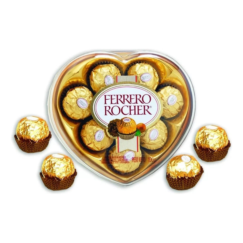 Chocolates Ferrero Rocher 8 Piezas Caja Corazon 100 Gramos