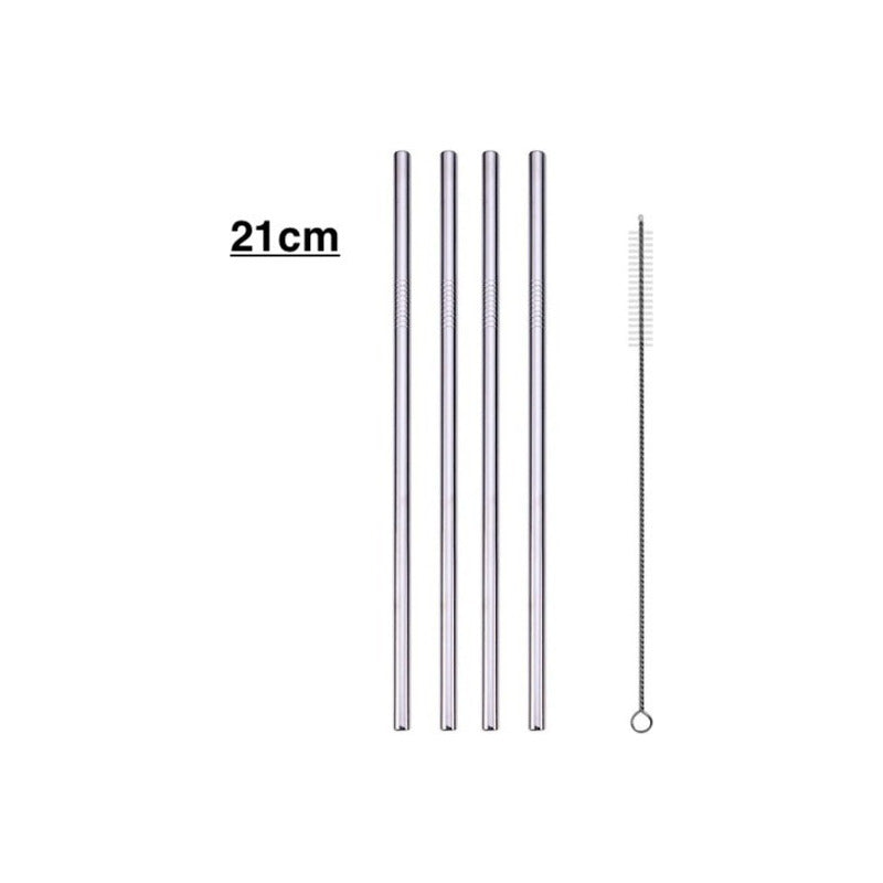 4 Popotes Y 4 Cepillos Acero Inoxidable Metal 21 O 26 Cm Color Recto 21 Cm O 20 Oz - Eurotruck Mexico