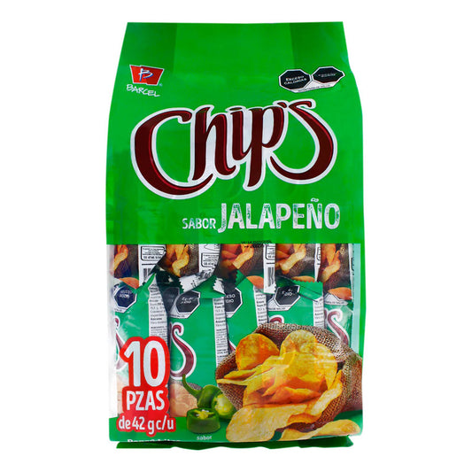 Papas Fritas Barcel Chips Jalapeño 10 Piezas De 42 G