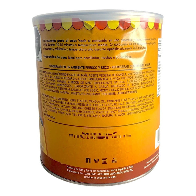 Queso En Lata Cheddar Ricos Para Nachos 3.03 Kg Cinepolis - Eurotruck Mexico
