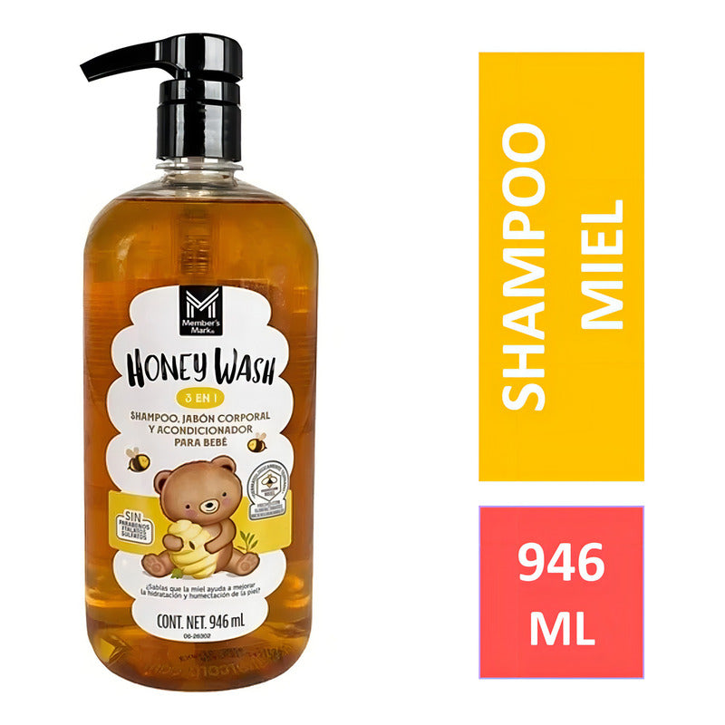 Shampoo De Miel Para Bebe Y Niños Honey 3 En 1 Members Mark 946 Ml