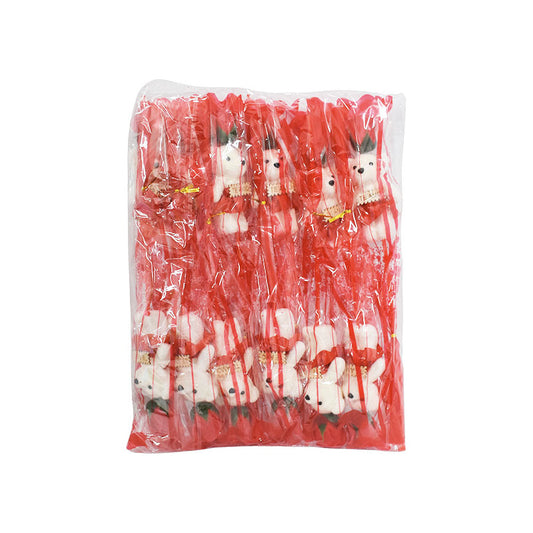 Rosa Artificial Roja Con Osito Peluche Paquete 12 Piezas Rojo