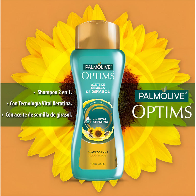 Shampoo Palmolive Optims Aceite De Semilla De Girasol 2 En 1 Con Vital Keratina 1 Litro - Eurotruck Mexico