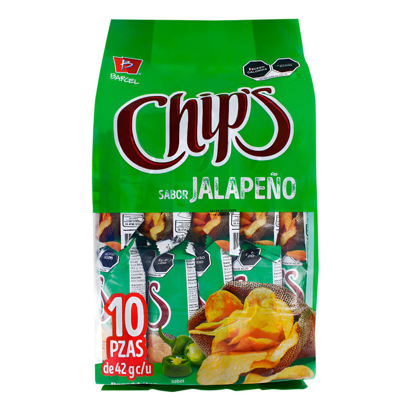 Papas Fritas Barcel Chip's Jalapeño 10 Piezas De 42 G