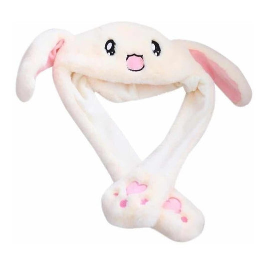 Gorro Sonbrero Niñas Conejo Orejas Movibles Suave Termico Blanco-blanco Único