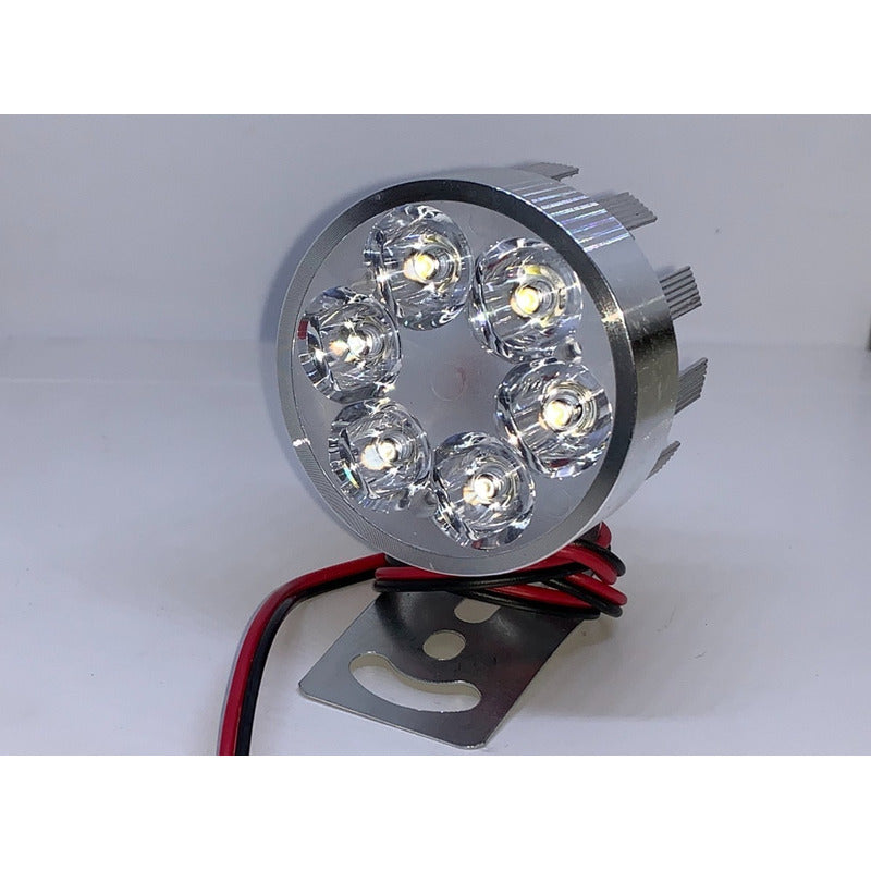 Faro Foco 6 Leds Barra Led Blanco Fijo Moto Bici 2pz