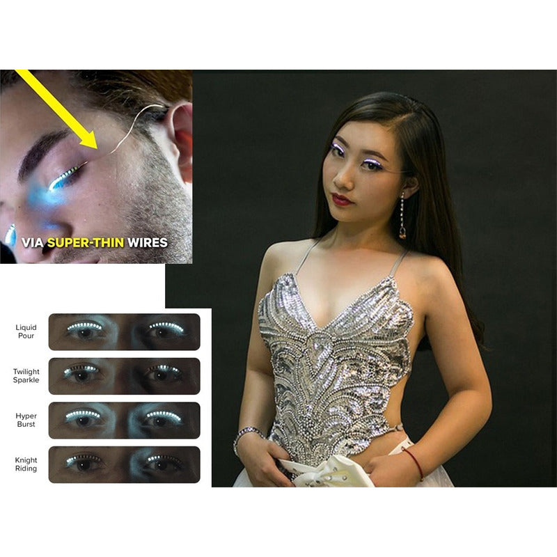 Pestañas Luz Led Maquillaje Lashes Antros Difraz Halloween