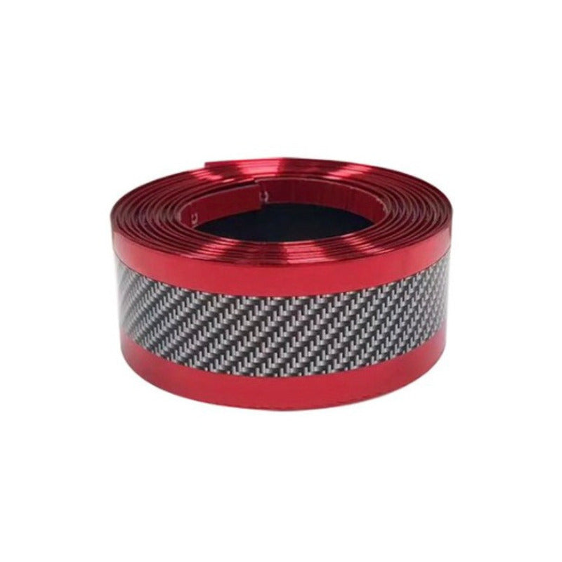 Moldura Cinta Fibra Carbono Cromada Estribos Jetta 7cm X 5m