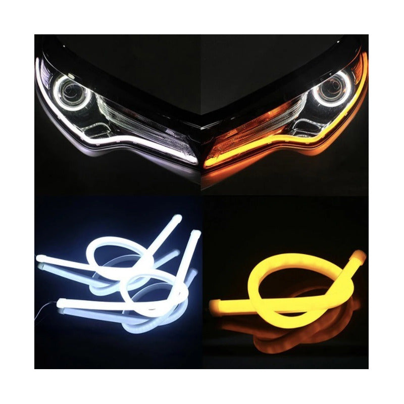 1 Par Tira Faro Audi Secuencial 60cm Jetta Vw Bmw Gel Tubo