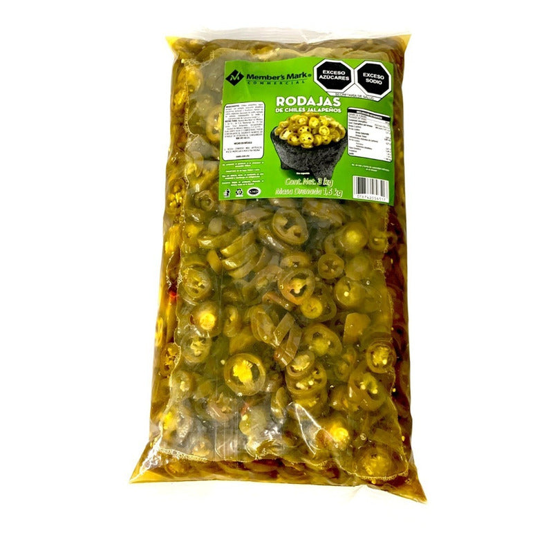 Chiles Jalapeños En Rodajas Nacho 3 Kg Bolsa Members Mark
