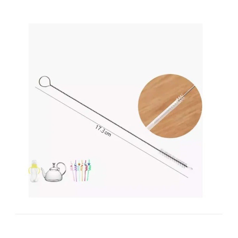 50 Cepillos Para Popotes Limpiador Acero Inoxidable 5mm Meta Plateado