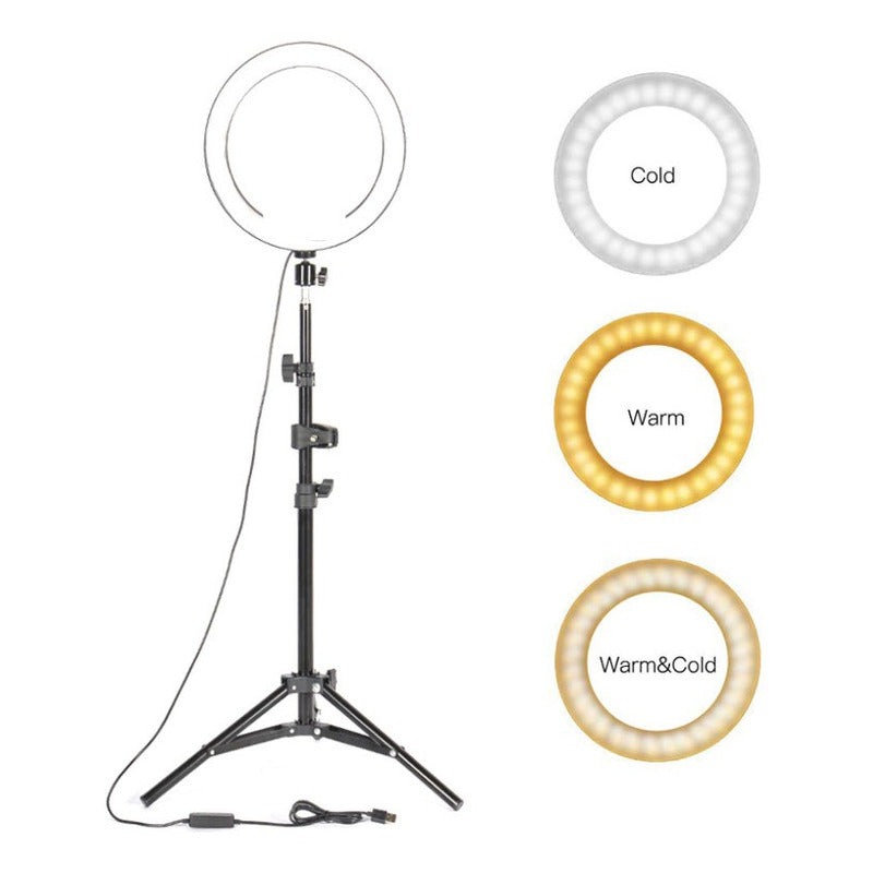 Aro Anillo De Luz Led 26 Cm 3 Colores Regulable 10 Pulgadas