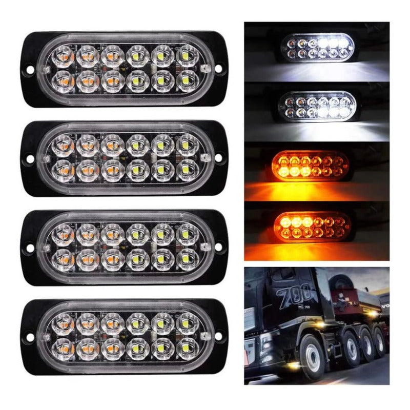 1 Lateral Faro 12 Led Barra Estrobo Patrulla 16 Funciones - Eurotruck Mexico