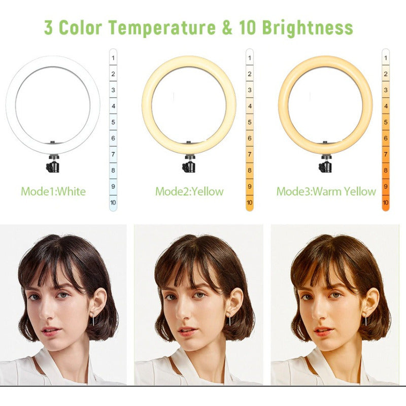 Aro Anillo De Luz Led 26 Cm 3 Colores Regulable 10 Pulgadas