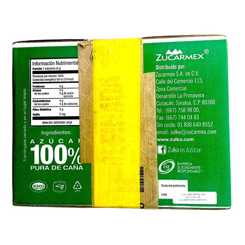 Azucar Zulka Endulsante Refinada Caja 1000 Sobres De 4 Gr