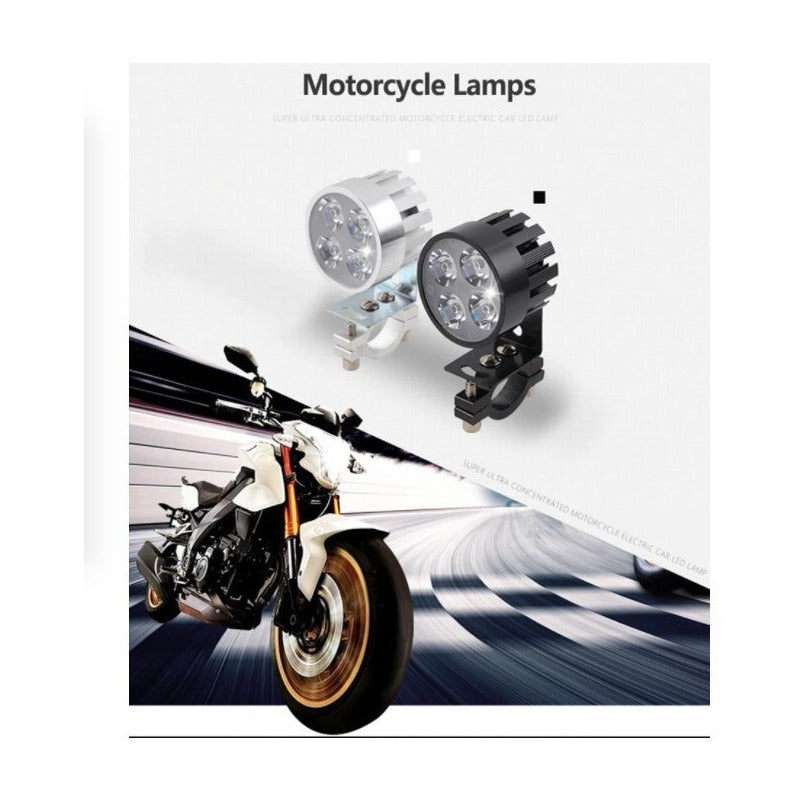 Faros 2 Piezas Led Moto Bici Alta Baja Estrobo 4 Led 12 Watt