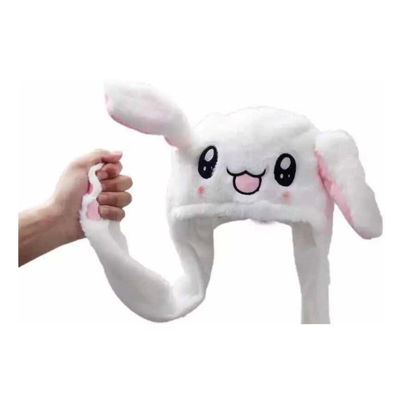 Gorro Sonbrero Niñas Conejo Orejas Movibles Suave Termico Blanco-blanco Único