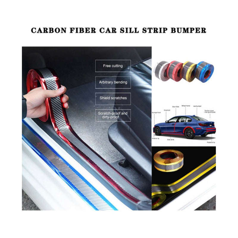 Moldura Cinta Fibra Carbono Cromada Estribos Jetta 7cm X 5m