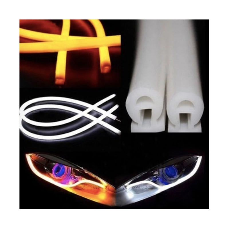 1 Par Tira Faro Audi Secuencial 60cm Jetta Vw Bmw Gel Tubo