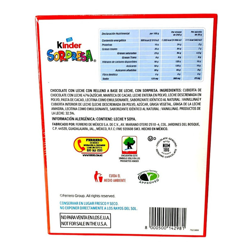 Kinder Sorpresa Paquete Con 12 Huevitos Animalitos