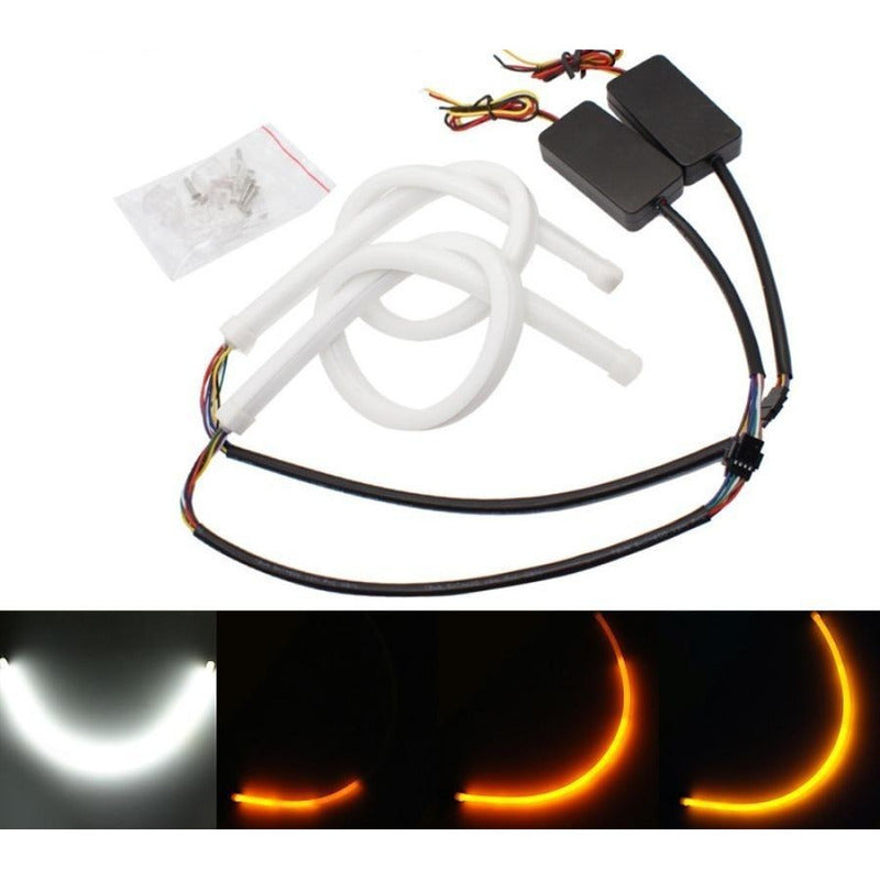 1 Par Tira Faro Audi Secuencial 60cm Jetta Vw Bmw Gel Tubo