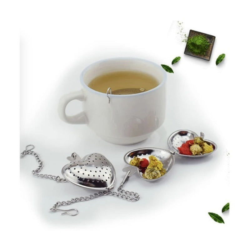1 Infusor De Te Corazon De Metal Con Cadena Inox #50 - Eurotruck Mexico