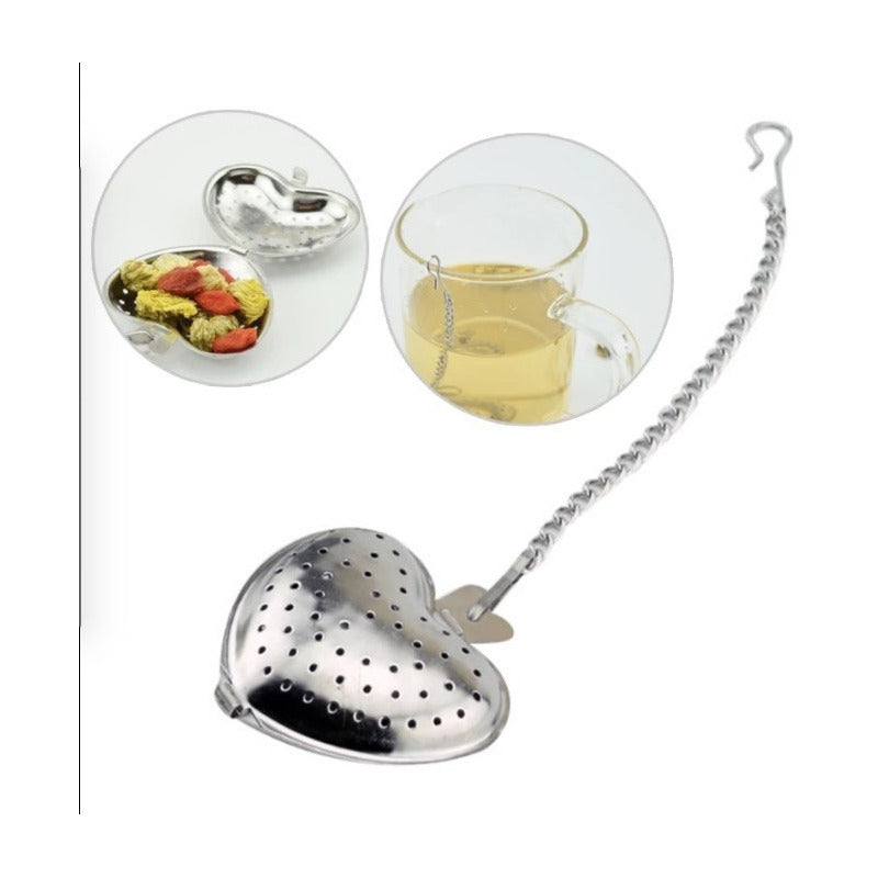 1 Infusor De Te Corazon De Metal Con Cadena Inox #50 - Eurotruck Mexico