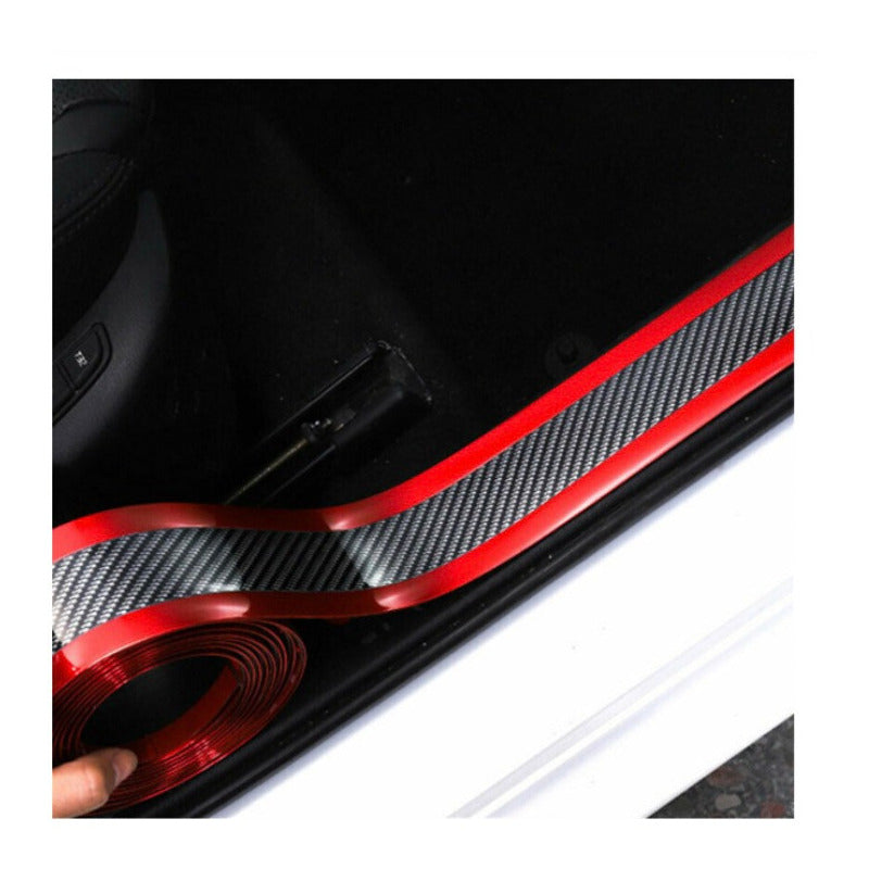 Moldura Cinta Fibra Carbono Cromada Estribos Jetta 7cm X 5m