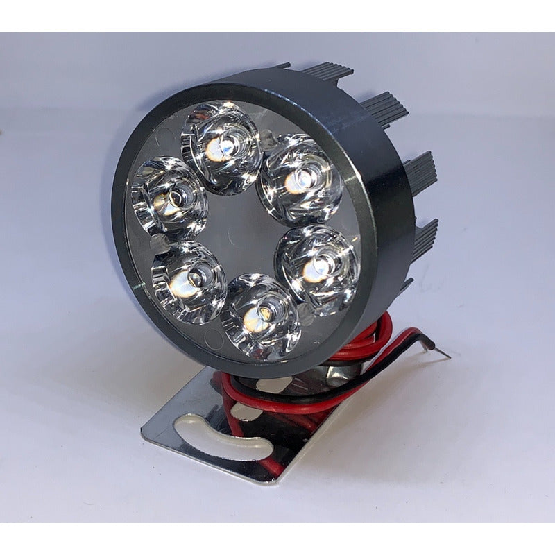 Faro Foco 6 Leds Barra Led Blanco Fijo Moto Bici 2pz