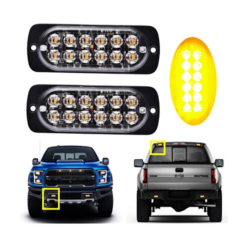 1 Lateral Faro 12 Led Barra Estrobo Patrulla 16 Funciones - Eurotruck Mexico