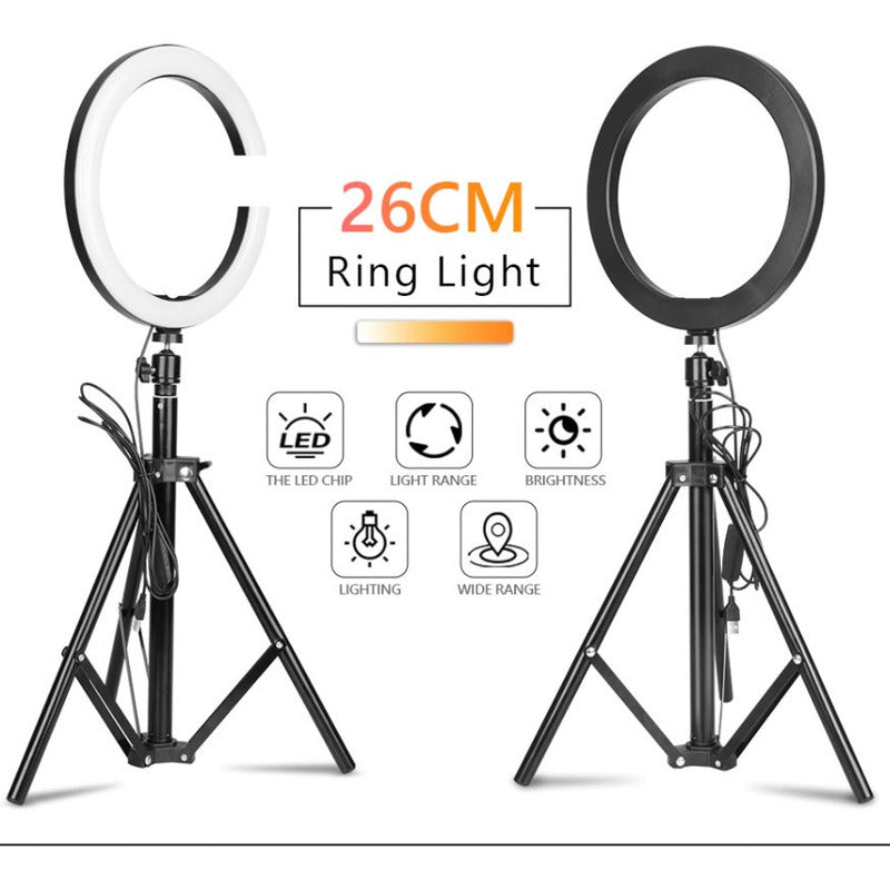 Aro Anillo De Luz Led 26 Cm 3 Colores Regulable 10 Pulgadas