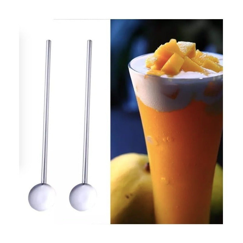 Popote Con Cuchara Acero Inoxidable Bebidas Portavasos Al Azar - Eurotruck Mexico