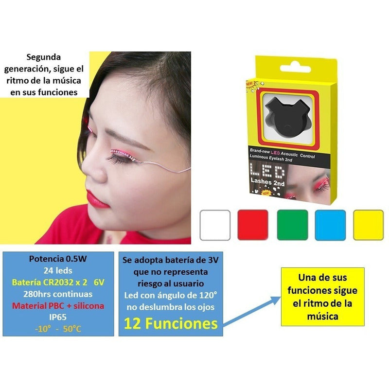 Pestañas Luz Led Maquillaje Lashes Antros Difraz Halloween