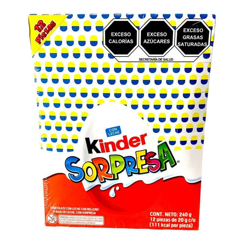 Kinder Sorpresa Paquete Con 12 Huevitos Amarillo Con Azul