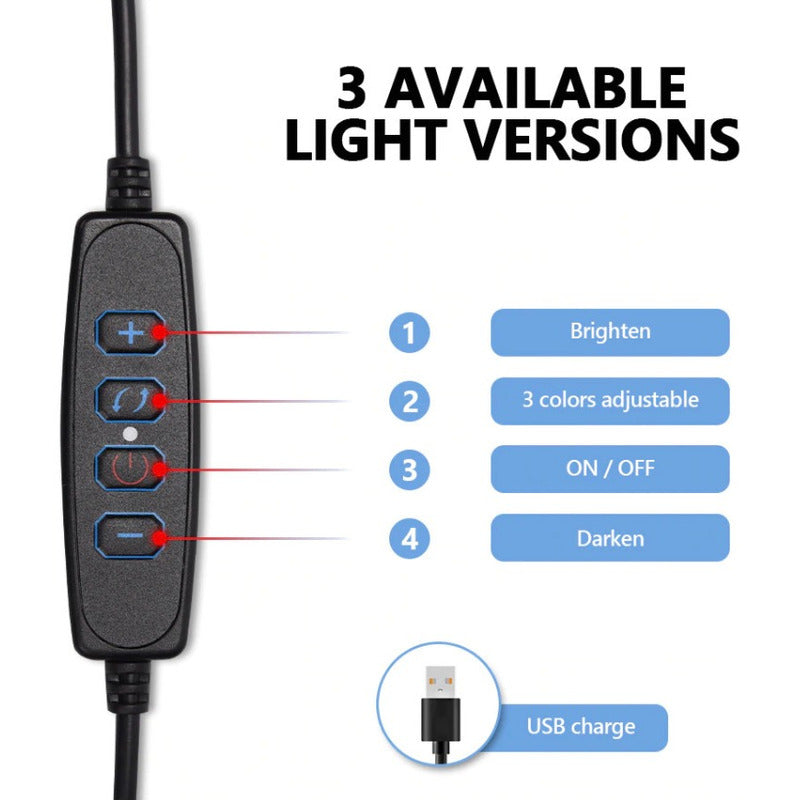 Aro Anillo De Luz Led 26 Cm 3 Colores Regulable 10 Pulgadas