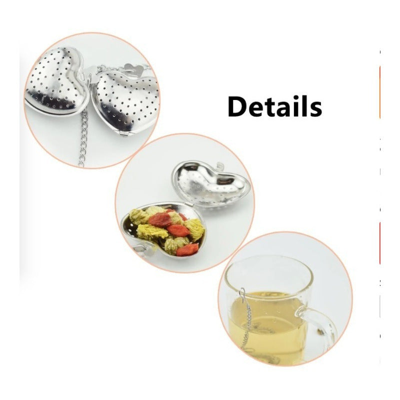 1 Infusor De Te Corazon De Metal Con Cadena Inox #50 - Eurotruck Mexico