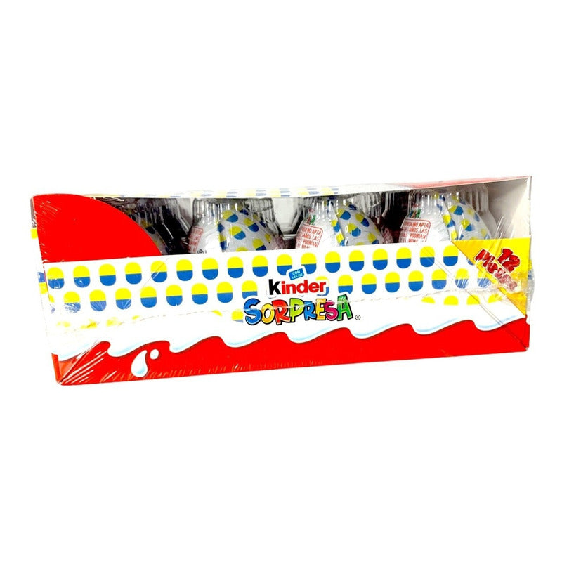 Kinder Sorpresa Paquete Con 12 Huevitos Amarillo Con Azul